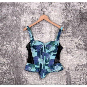 Miaou Blue and Black Corset Top